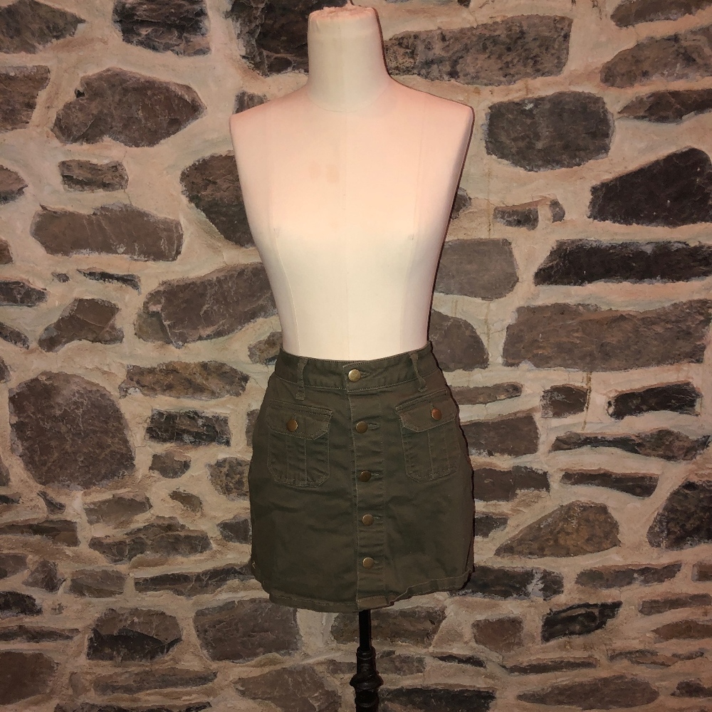 Green Cargo Mini Skirt